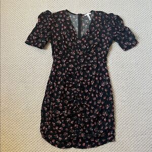 Leith Black Floral Asymmetrical Dress